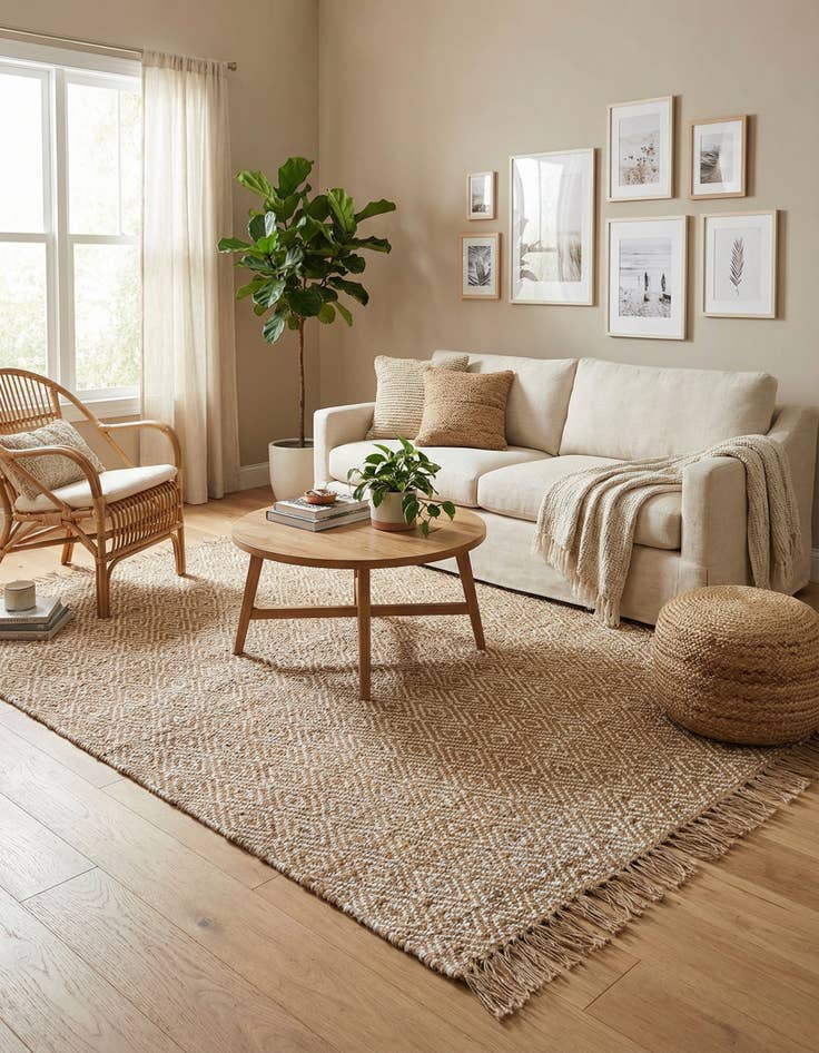 Detail image of  6' 1 x 9'  Hand Woven Braided Jute Rug