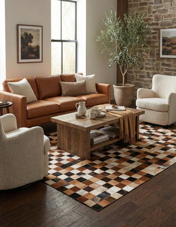 5' x 8' 1 Cowhide Leather Rug