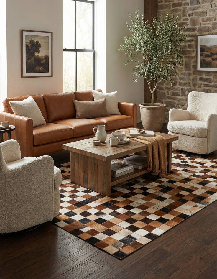 Detail image of 5' x 8' 1 Cowhide Leather Rug