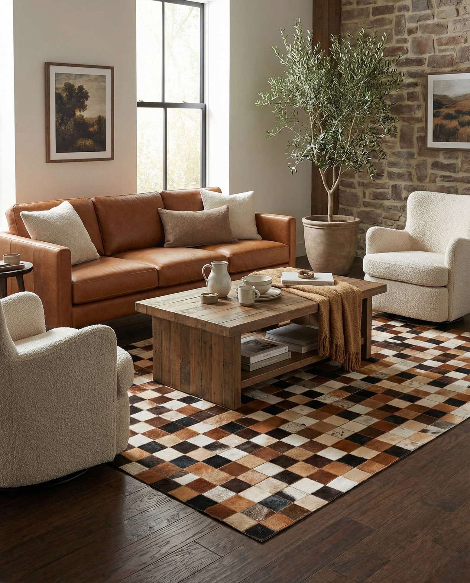 5' x 8' 1 Cowhide Leather Rug
