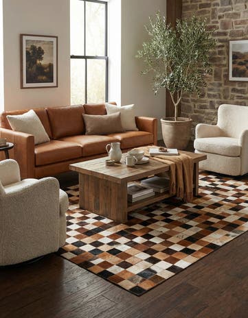 5' x 8' 1 Cowhide Leather Rug