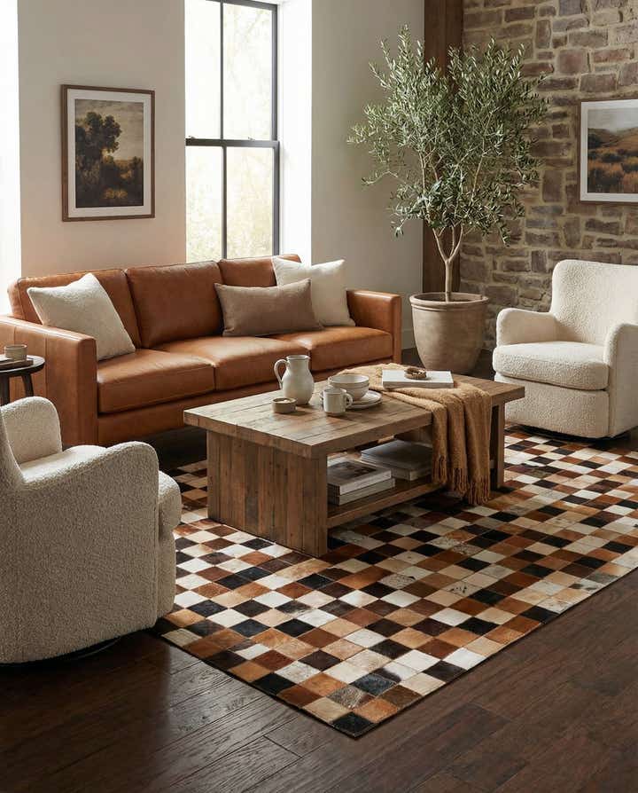 5' x 8' 1 Cowhide Leather Rug