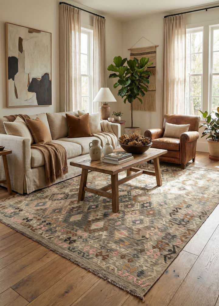 8' 6 x 11' 2 Hand Woven Kilim Maymana Wool Rug