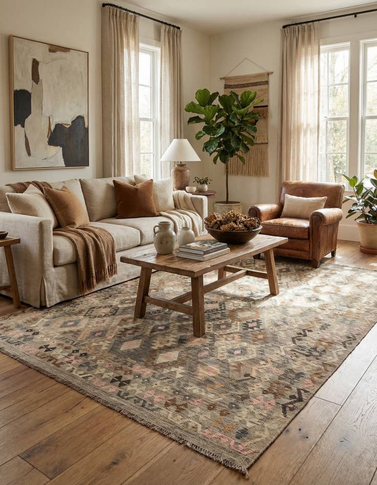 Detail image of  8' 6 x 11' 2  Hand Woven Kilim Maymana Wool Rug