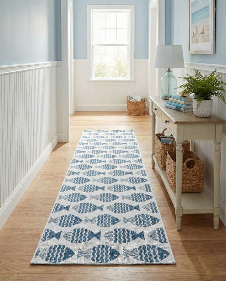 2' 7 x 12' Easy-Clean Coastal Indoor / Outdoor Runner Rug
