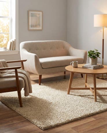  5' 3 x 5' 3 Soft Solid Shag Square Rug
