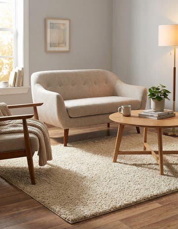 Oatmeal Beige Soft Solid Shag Square Rug