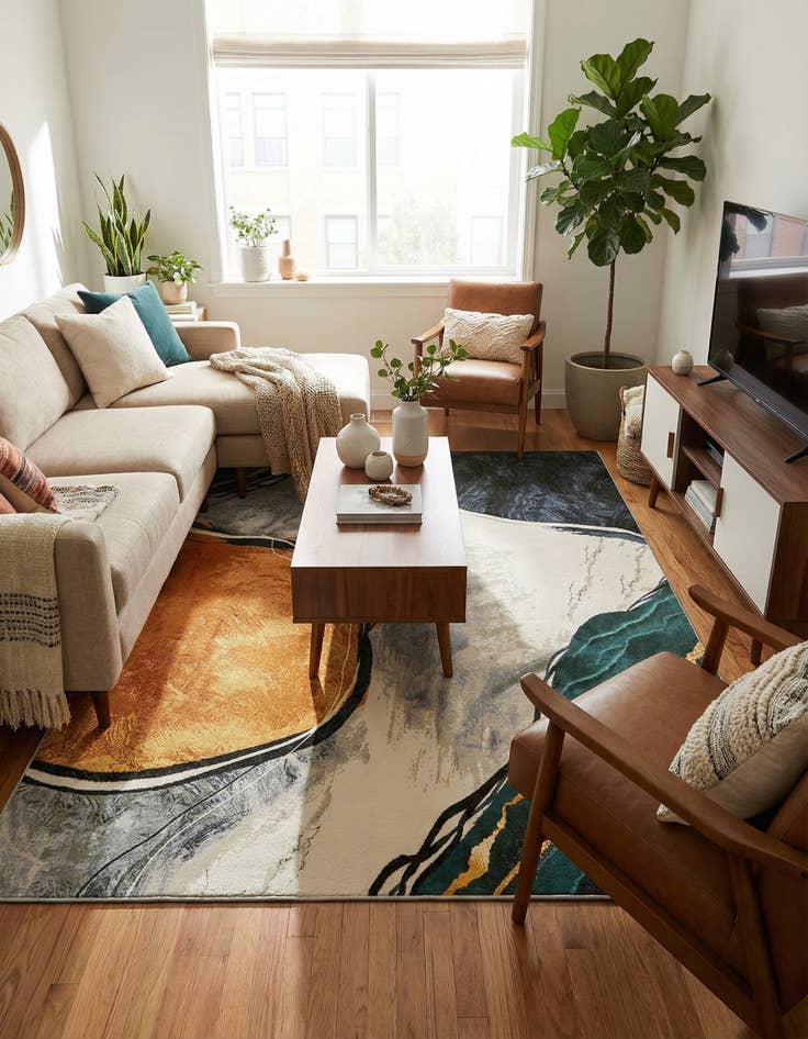 Detail image of 7' 10 x 10' Easy-Clean Modern Indoor / Outdoor Rug