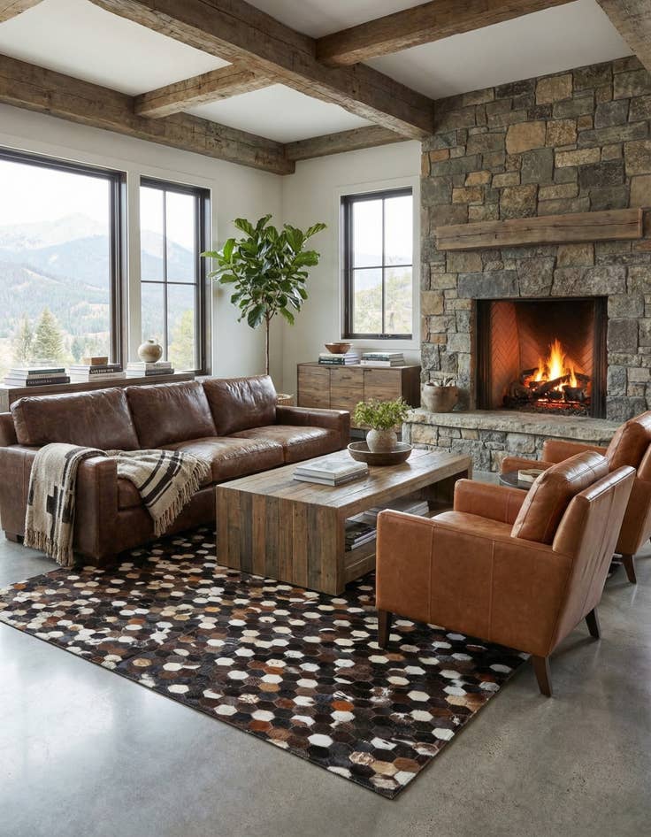 Detail image of 5' x 8' Cowhide Leather Rug