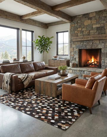 5' x 8' Cowhide Leather Rug