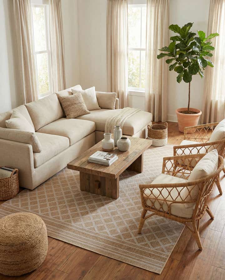 9' x 12' Easy-Clean Lattice Indoor / Outdoor Rug