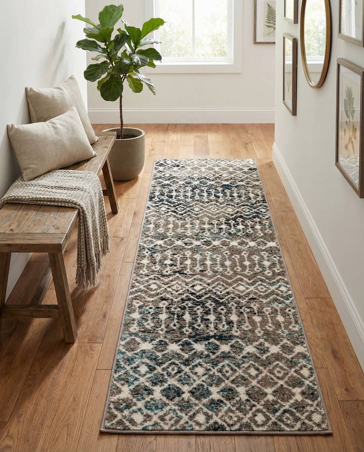 Detail image of 2' x 7' Moroccan Trellis Runner Rug