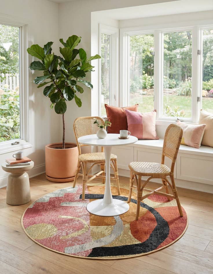 Detail image of  3' x 3'  Washable Modern Indoor / Outdoor Round Rug