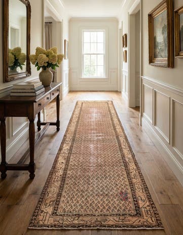 3' 8 x 13' 9 Hand Knotted Ultra Vintage Persian Wool Runner Rug
