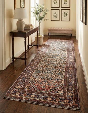 3' 8 x 10' 3 Hand Knotted Hossainabad Persian Wool Runner Rug