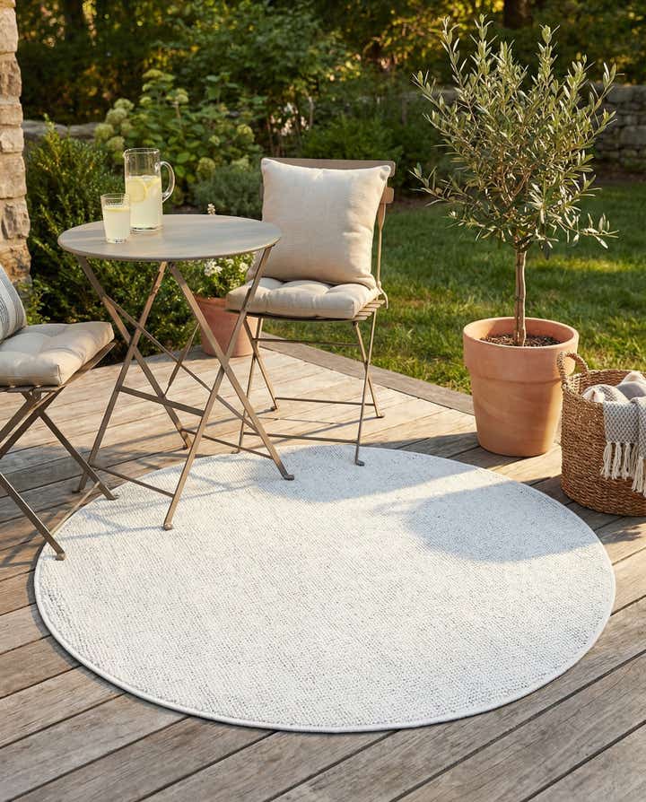 3' 1 x 3' 1 Easy-Clean Solid Indoor / Outdoor Round Rug