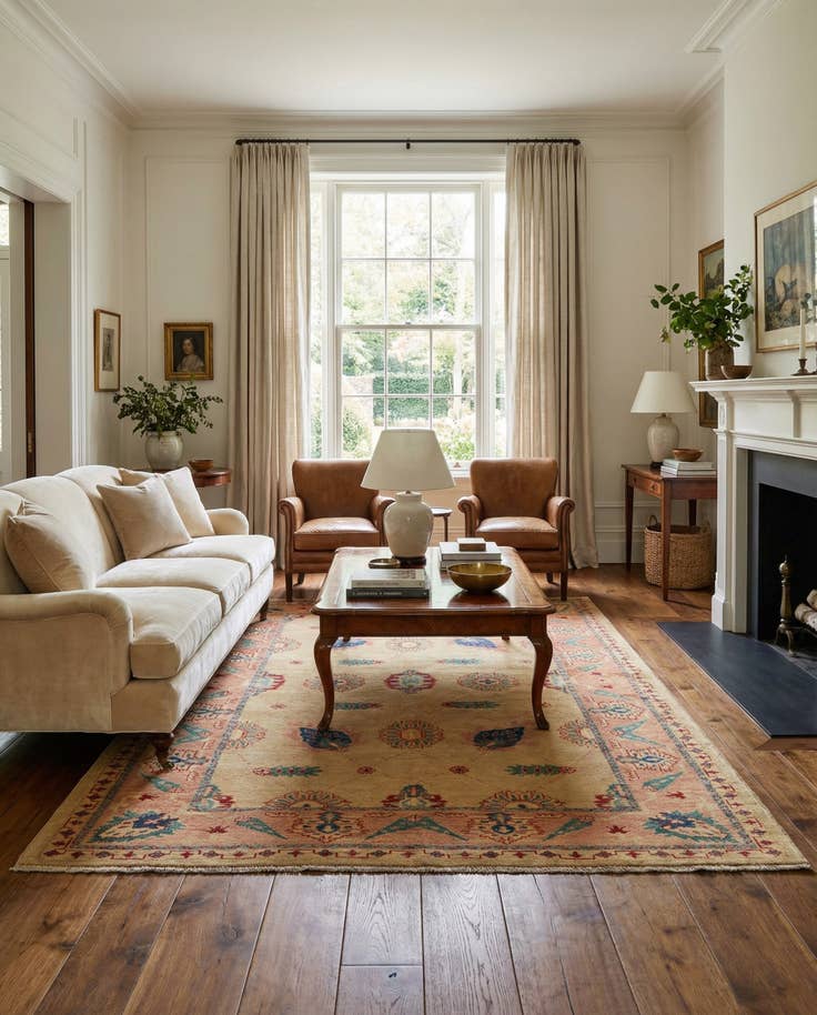 Detail image of 5' 2 x 7' 1 Hand Knotted Ziegler Wool Rug