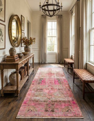 4' 9 x 11' 3 Hand Knotted Ultra Vintage Persian Wool Runner Rug