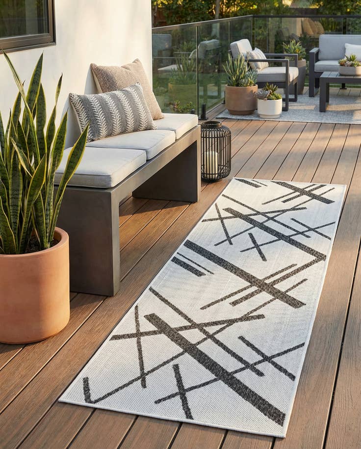 Detail image of 2' x 6' Easy-Clean Modern Indoor / Outdoor Runner Rug