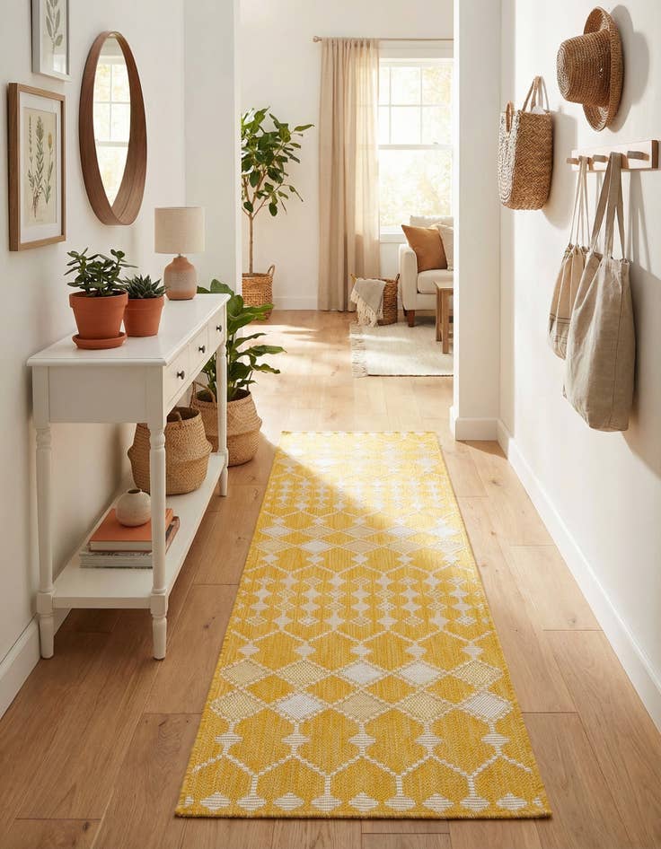Detail image of 2' x 8'  Washable Trellis Indoor / Outdoor Runner Rug