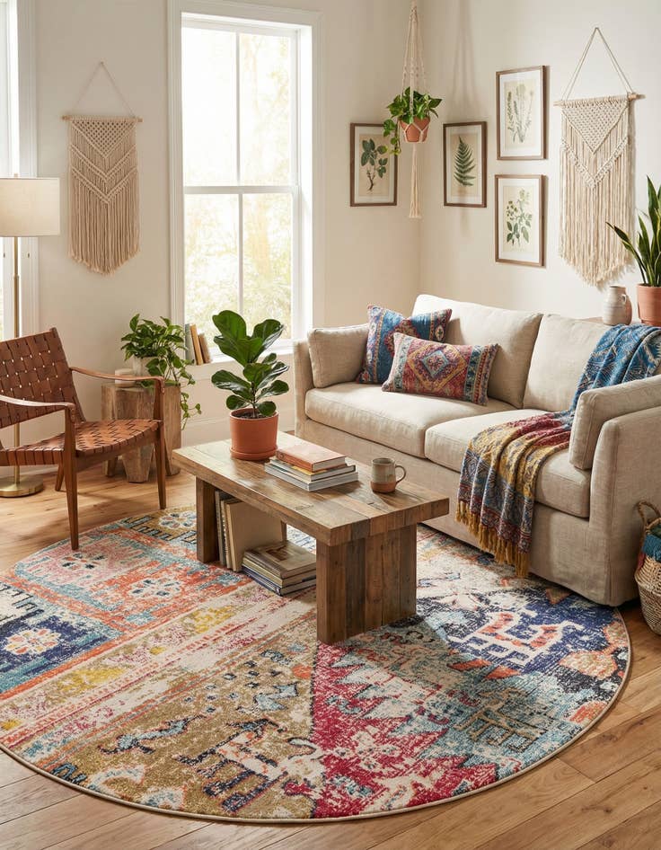 Detail image of 8' x 8'  Washable Alta Round Rug