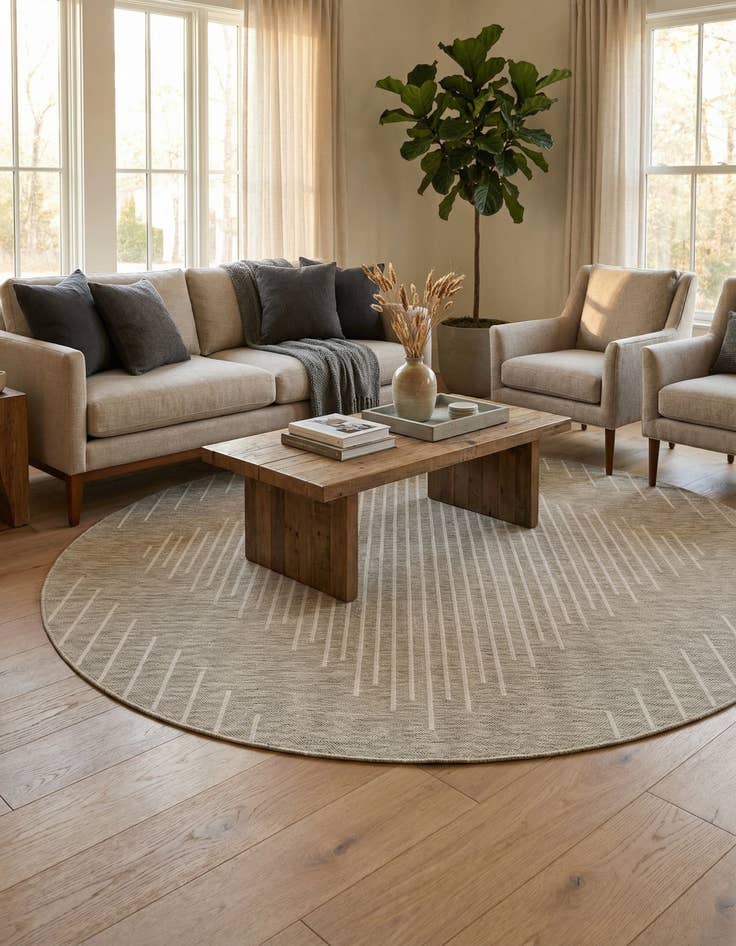 Detail image of 7' 10 x 7' 10 Easy-Clean Modern Indoor / Outdoor Round Rug