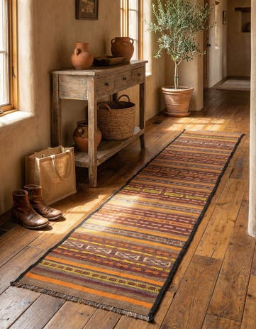 2' 4 x 10' 1 Hand Woven Kilim Fars Wool Runner Rug