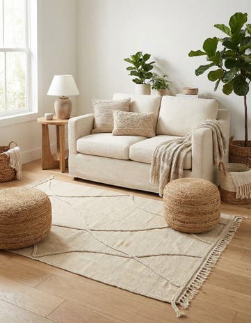3' 4 x 4' 11 Hand Knotted Moroccan Wool Rug
