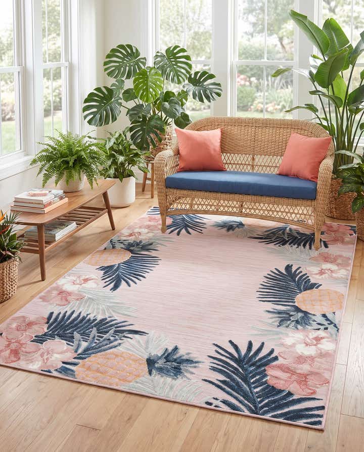 5' 2 x 8' Easy-Clean Botanical Indoor / Outdoor Rug