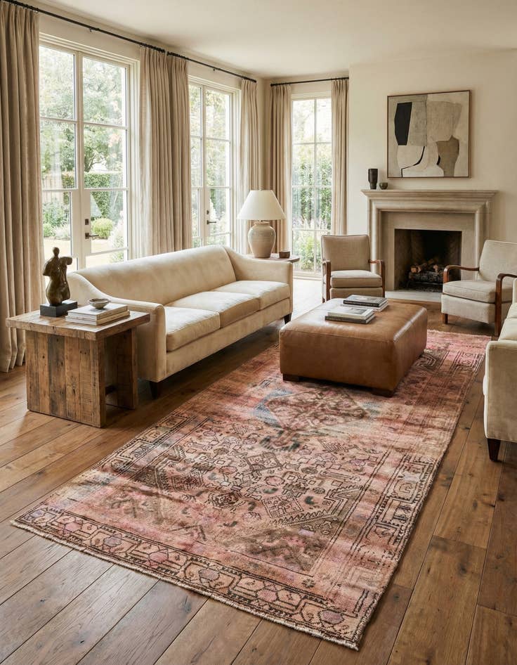 Detail image of 4' 1 x 8' 2  Hand Knotted Ultra Vintage Persian Wool Runner Rug