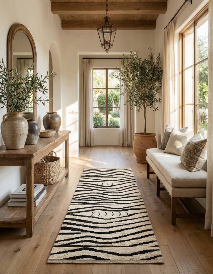 Detail image of 5' x 14'  Hand Knotted Moroccan Wool Runner Rug