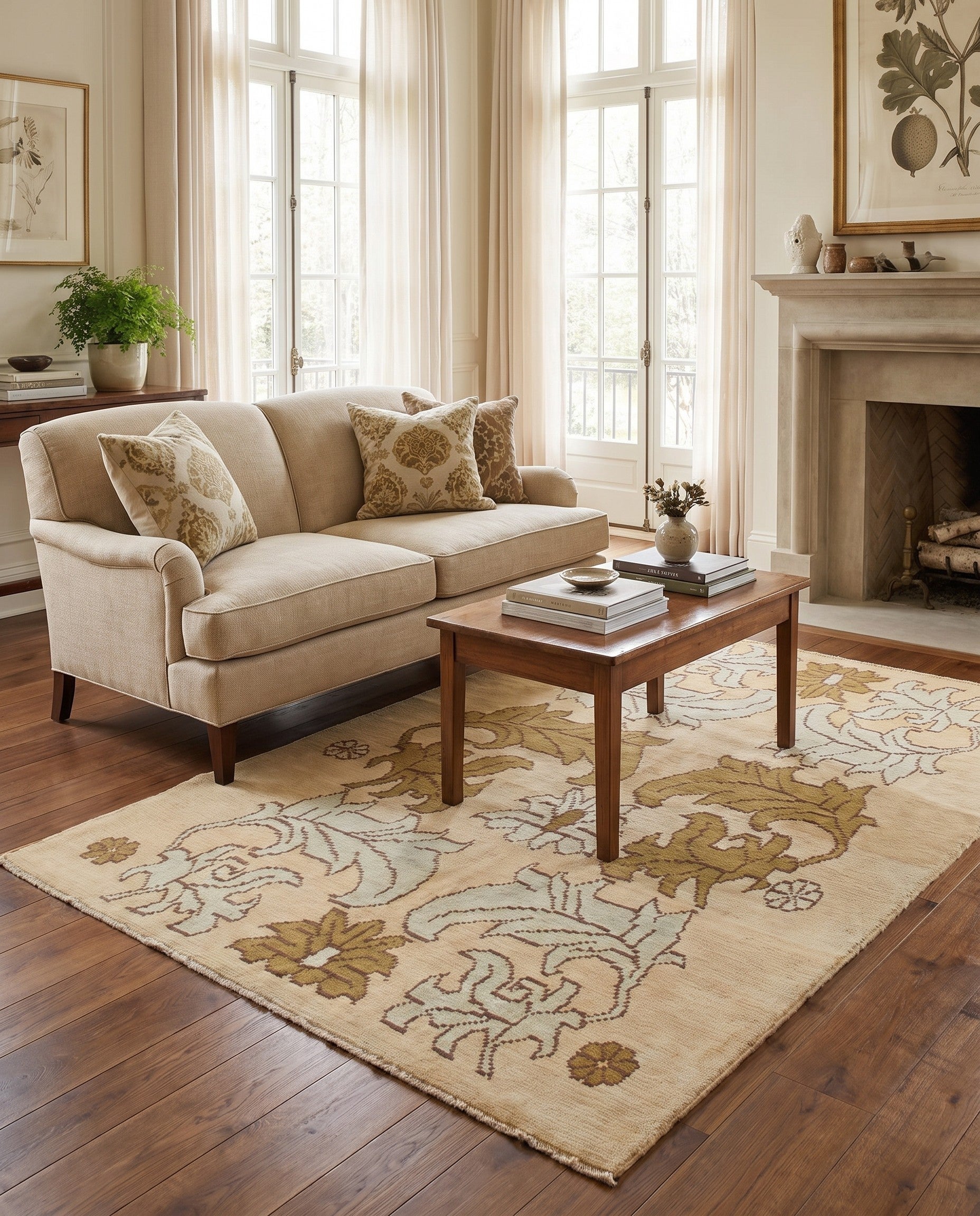 4' 5 x 6' 6 Hand Knotted Oushak Wool Rug