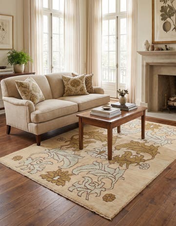 4' 5 x 6' 6 Hand Knotted Oushak Wool Rug