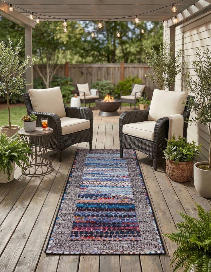 Detail image of 2' x 5' Easy-Clean Modern Indoor / Outdoor Runner Rug