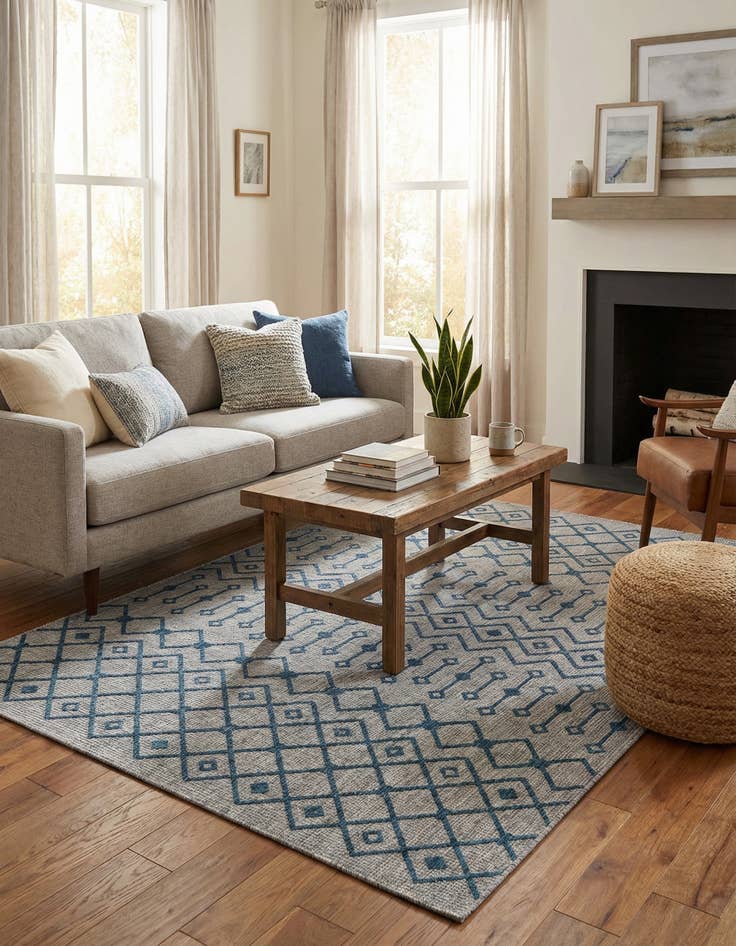 Detail image of 6' x 9'  Washable Trellis Indoor / Outdoor Rug