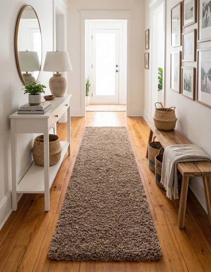 Detail image of 2' 7 x 10' Solid Shag Runner Rug