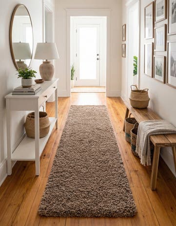 2' 7 x 10' Solid Shag Runner Rug