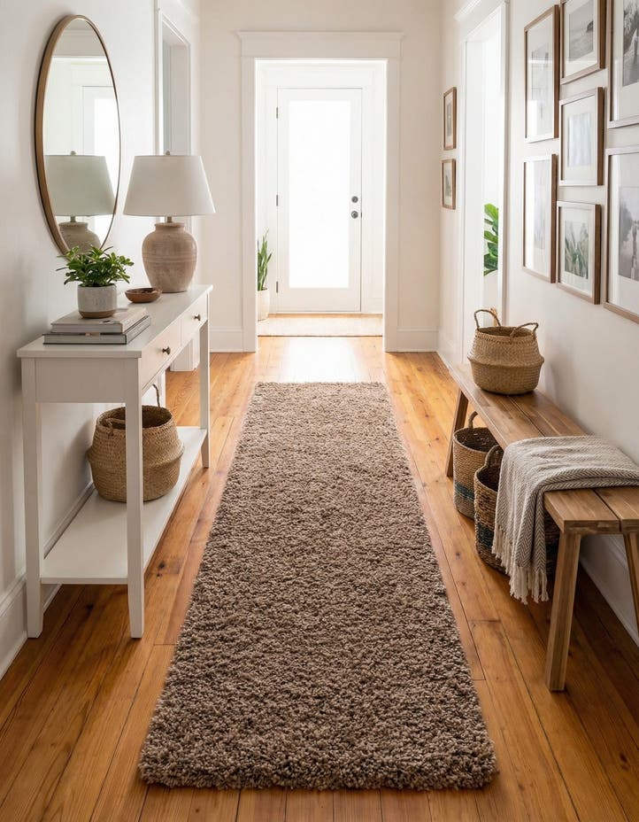 2' 7 x 10' Solid Shag Runner Rug