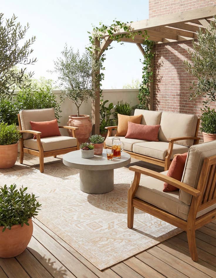 Detail image of 5' 3 x 8' Easy-Clean Aztec Indoor / Outdoor Rug
