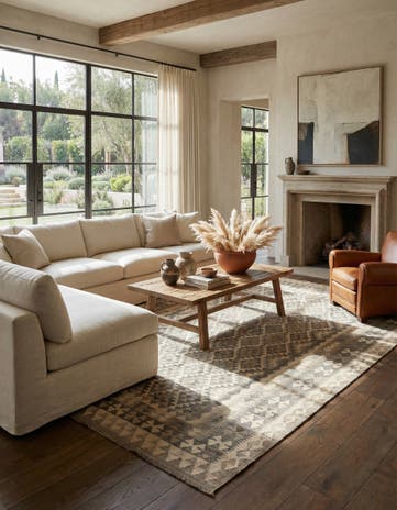 6' 8 x 9' 10 Hand Woven Kilim Maymana Wool Rug
