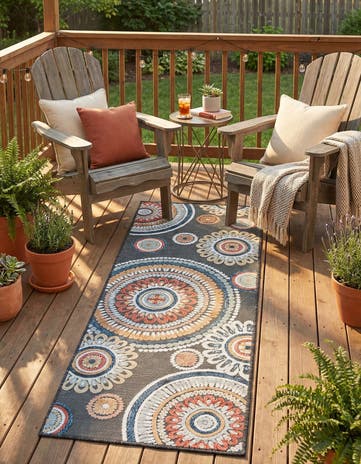 2' 2 x 6' Easy-Clean Botanical Indoor / Outdoor Runner Rug