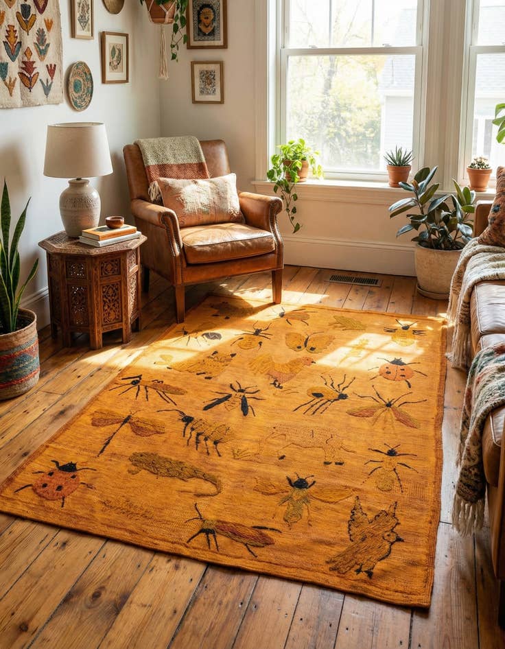 Detail image of 4' 2 x 5' 8  Hand Woven Kilim Suzani Wool Rug