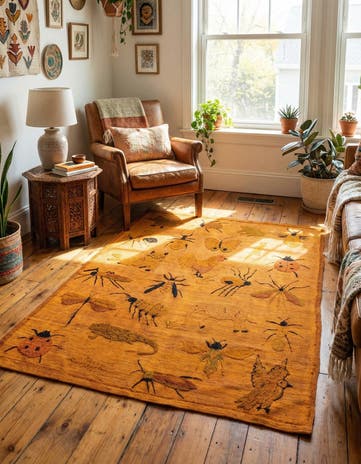 4' 2 x 5' 8 Hand Woven Kilim Suzani Wool Rug