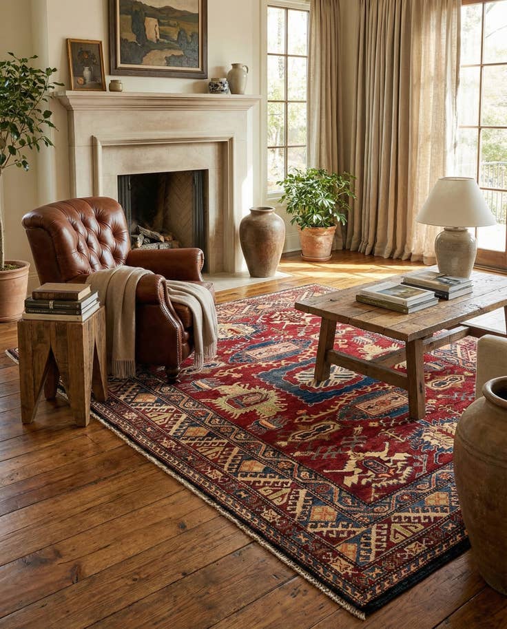 Detail image of 6' 3 x 7' 10 Hand Knotted Kazak Oriental Wool Rug