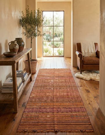 3' 9 x 9' 7 Hand Woven Kilim Afghan Wool Runner Rug