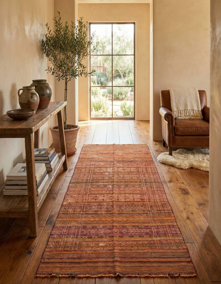 Detail image of 3' 9 x 9' 7  Hand Woven Kilim Afghan Wool Runner Rug