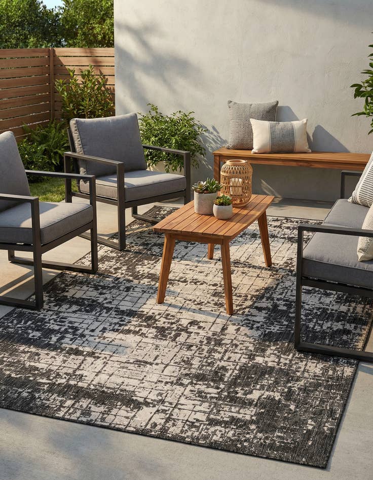 Detail image of 6' x 9'  Washable Modern Indoor / Outdoor Rug