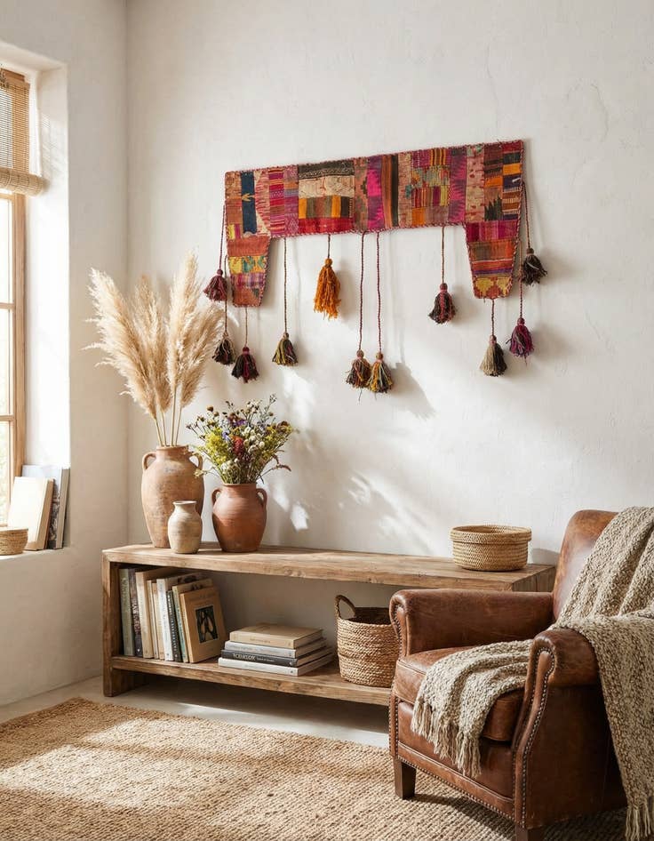 Detail image of 1' 8 x 4' 3  Hand Woven Wall Art Wool Rug