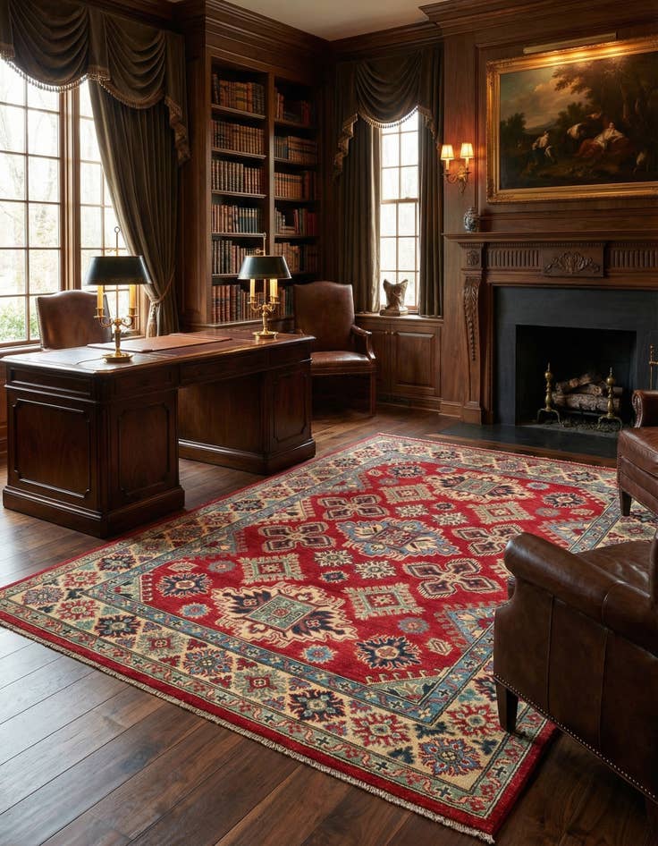 Detail image of  5' x 6' 8  Hand Knotted Kazak Rug