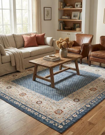 Light Blue Charlotte Square Rug
